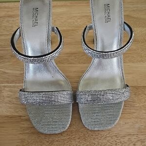 Michael Kors Clara Rhinestobe Silver Women's Sandals Size 7